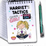 personalised cartoon gamer girl notebook journal gift