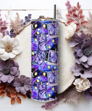 personalised purple butterfly snapshots straight tumbler