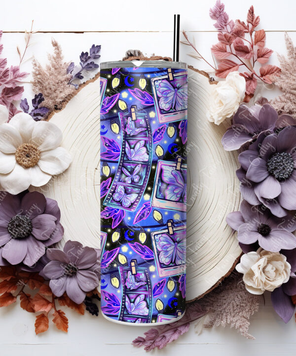 personalised purple butterfly snapshots straight tumbler