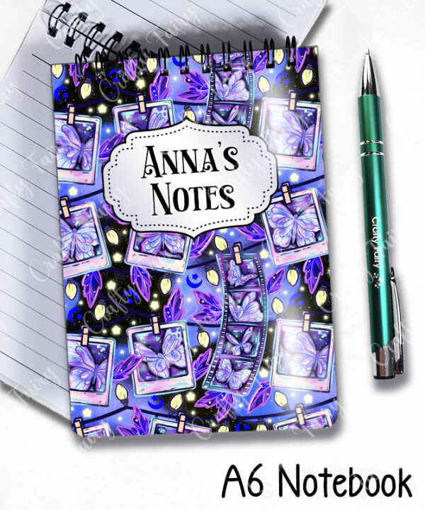 personalised purple butterfly snapshots a5 notebook
