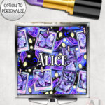 personalised purple butterfly snapshots silver square compact mirror gift