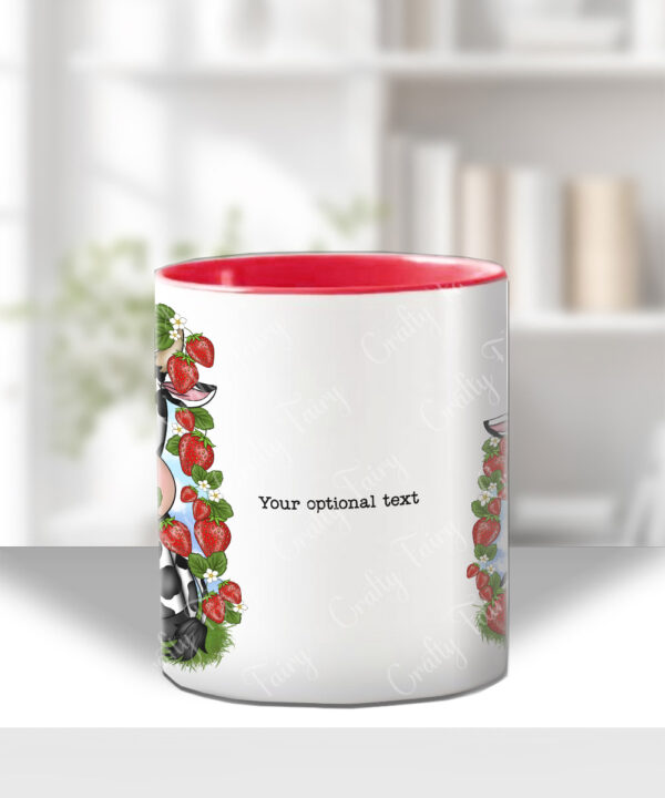personalised friesian cow and strawberries mug and/or coaster