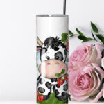 personalised friesian cow and strawberries straight tumbler