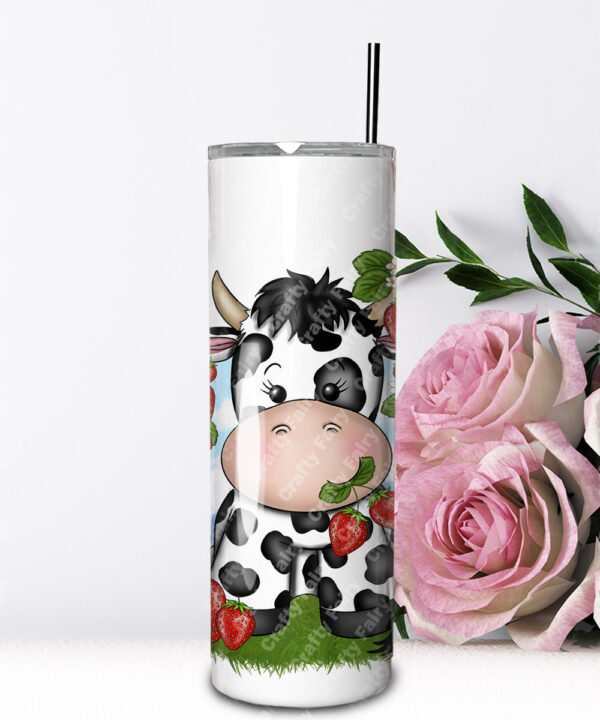 personalised friesian cow and strawberries straight tumbler