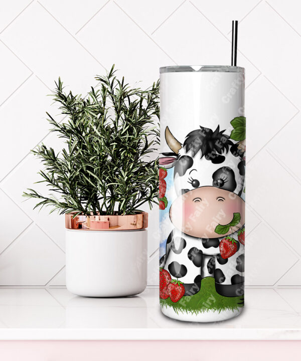 personalised friesian cow and strawberries straight tumbler