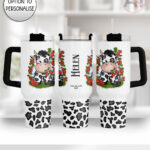 personalised friesian cow and strawberries large 40oz tumbler with handle