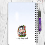 personalised friesian cow and strawberries notebook