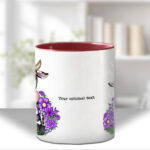 personalised friesian cow and purple flowers mug and/or coaster