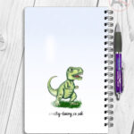 personalised pink or green t rex dinosaur notebook gift for kids