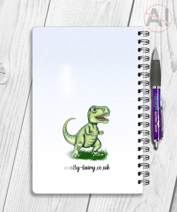 personalised pink or green t rex dinosaur notebook gift for kids