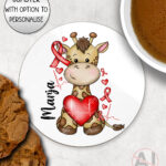 personalised giraffe heart awareness mug and/or coaster gift
