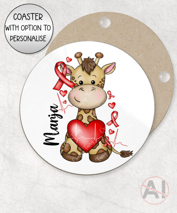 personalised giraffe heart awareness mug and/or coaster gift