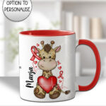 personalised giraffe heart awareness mug and/or coaster gift