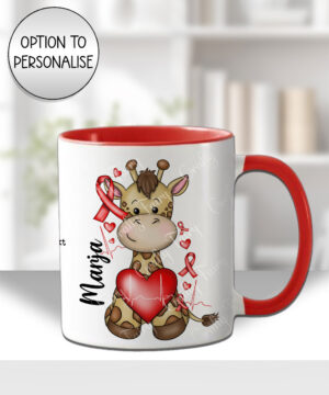 personalised giraffe heart awareness mug and/or coaster gift