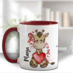 personalised giraffe heart awareness mug and/or coaster gift