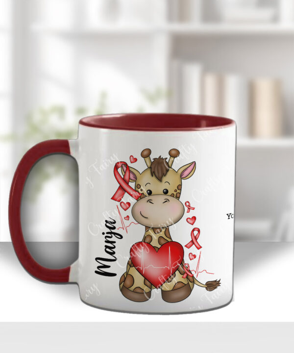 personalised giraffe heart awareness mug and/or coaster gift