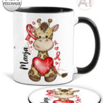 personalised giraffe heart awareness mug and/or coaster gift
