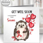 personalised hedgehog heart awareness card – heart attack recovery, heart transplant & heartiversary