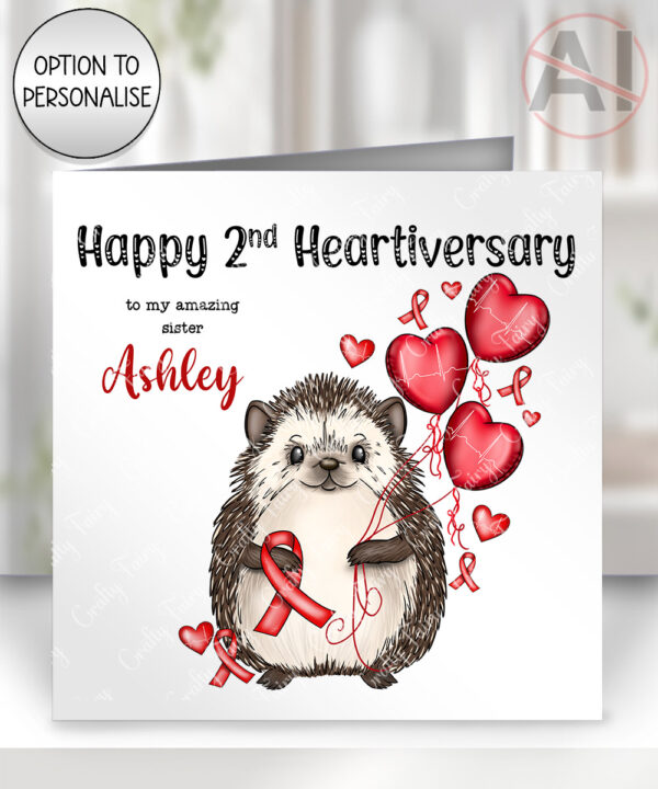 personalised hedgehog heart awareness card – heart attack recovery, heart transplant & heartiversary