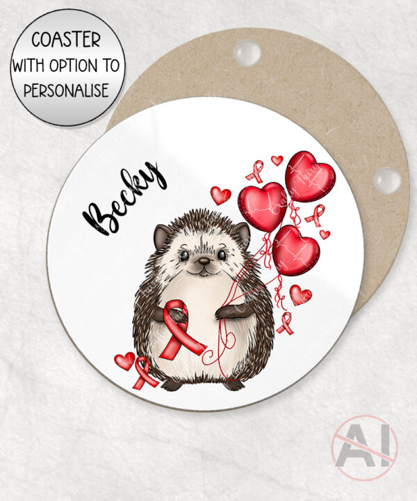 personalised hedgehog heart awareness mug and/or coaster gift