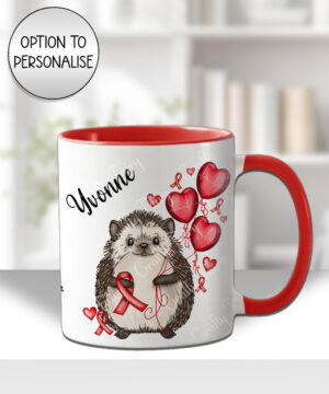 personalised hedgehog heart awareness mug and/or coaster gift