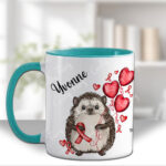 personalised hedgehog heart awareness mug and/or coaster gift