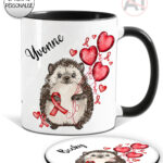 personalised hedgehog heart awareness mug and/or coaster gift
