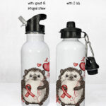 personalised hedgehog heart awareness 600ml water bottle gift