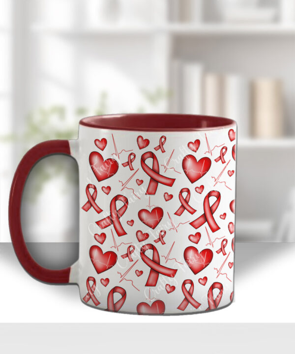 personalised heart awareness ribbons mug and/or coaster gift