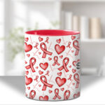 personalised heart awareness ribbons mug and/or coaster gift