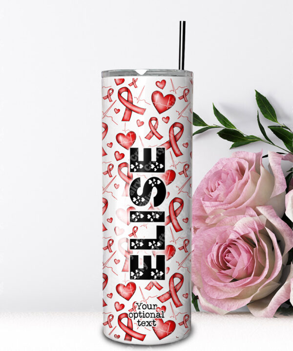 personalised heart awareness ribbons straight tumbler gift
