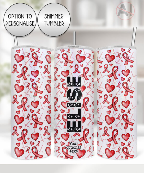 personalised heart awareness ribbons straight tumbler gift