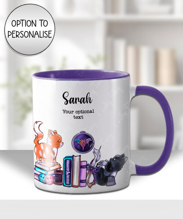 cute cats sewing and crafting personalised mug and/or coaster gift