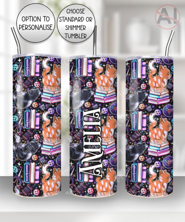 cute cats sewing and crafting personalised straight tumbler gift