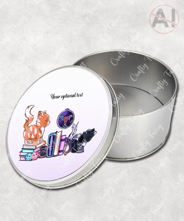 cute cats sewing and crafting personalised stationery pencil sweet treat tin
