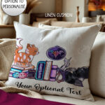 cute cats sewing and crafting personalised velvet cushion gift